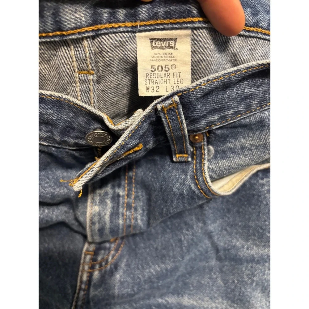 Levis 505 Regular Fit Straight Leg Jeans Blue Medium Wash Denim Mens 32x30